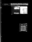 Man standing by painting; Film developing machine; Damaged negative (3 Negatives), May 22-23, 1964 [Sleeve 94, Folder a, Box 33]